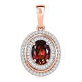 Luxoro AAA Ouro Fino Rubellite and G-H I2 Diamond 1.80 ctw Double Halo Pendant without Chain in 10K Rose Gold - Sticky add to cart bar