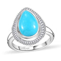 Sleeping Beauty Turquoise, Diamond Ring in Rhodium Over Sterling Silver (Size 7.0) 4.15 ctw - Sticky add to cart bar