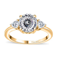 Moissanite (Rnd 8mm) Ring in 18K Vermeil YG Over Sterling Silver (Size 10.0) 2.15 ctw