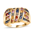 D'Joy Multi Sapphire Wave Ring in 18K Vermeil YG Over Sterling Silver (Size 10.0) 2.90 ctw - Sticky add to cart bar