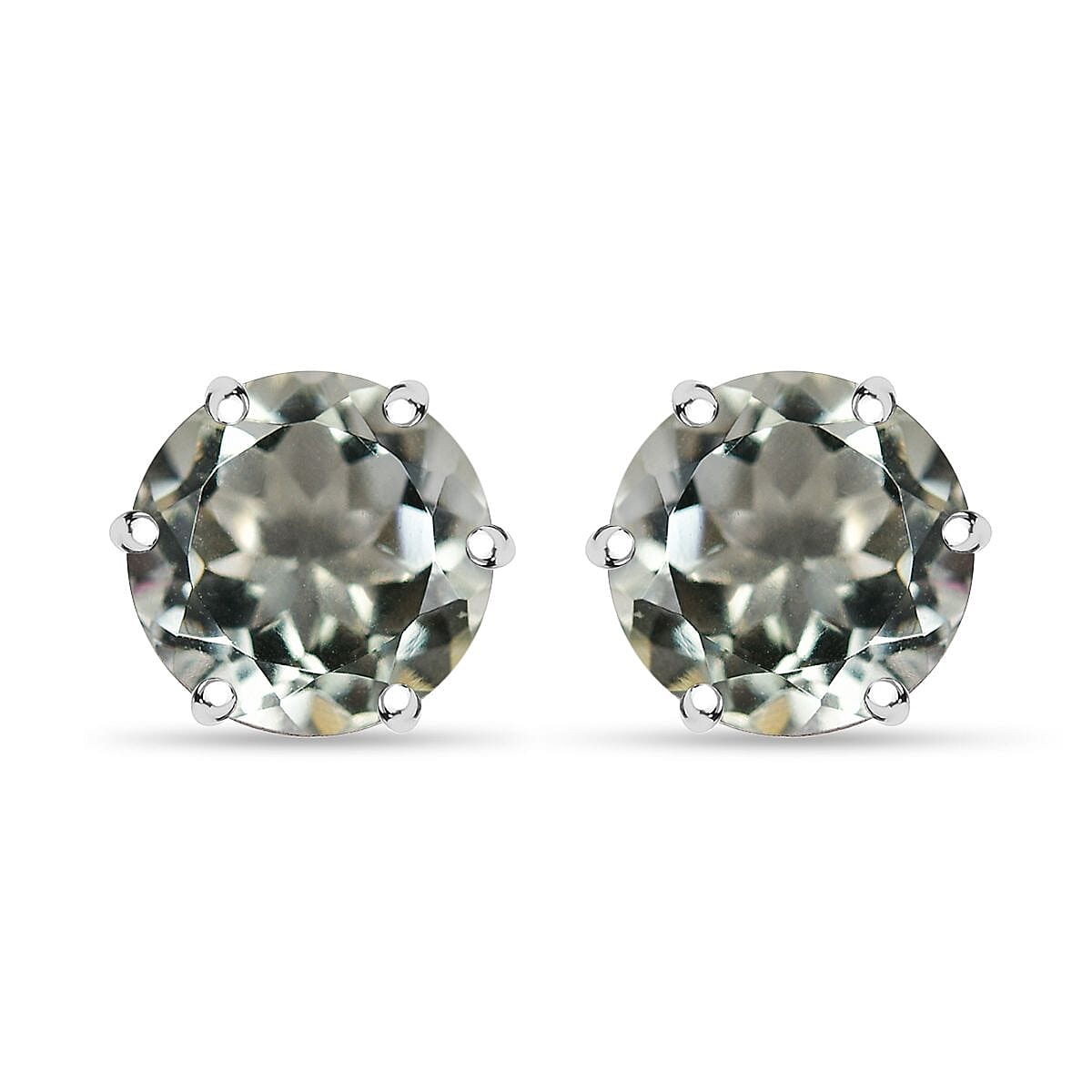 Montezuma Prasiolite 7.00 ctw Earrings in Rhodium Over Sterling Silver