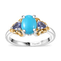 Sleeping Beauty Turquoise, Emerald Ring in 18K Vermeil YG and Rhodium Over Sterling Silver (Size 7.0) 1.60 ctw - Sticky add to cart bar