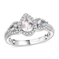 Premium Malagasy Moonstone ,  White Zircon  Ring in Rhodium Overlay Sterling Silver 1.75 ctw - Sticky add to cart bar