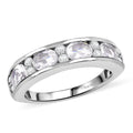 Premium Malagasy Moonstone and Moissanite 1.60 ctw Band Ring in Rhodium Over Sterling Silver (Size 10.0) - Sticky add to cart bar