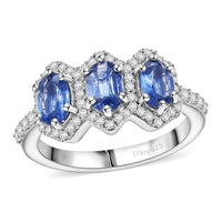 Kashmir Kyanite, White Zircon Ring in Rhodium Over Sterling Silver (Size 10.0) 2.30 ctw