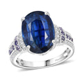 Kashmir Kyanite, Multi Gemstone Ring in Rhodium Over Sterling Silver (Size 10.0) 8.35 ctw - Sticky add to cart bar