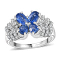 Kashmir Kyanite and White Zircon 2.40 ctw Butterfly Ring in Rhodium Over Sterling Silver - Sticky add to cart bar