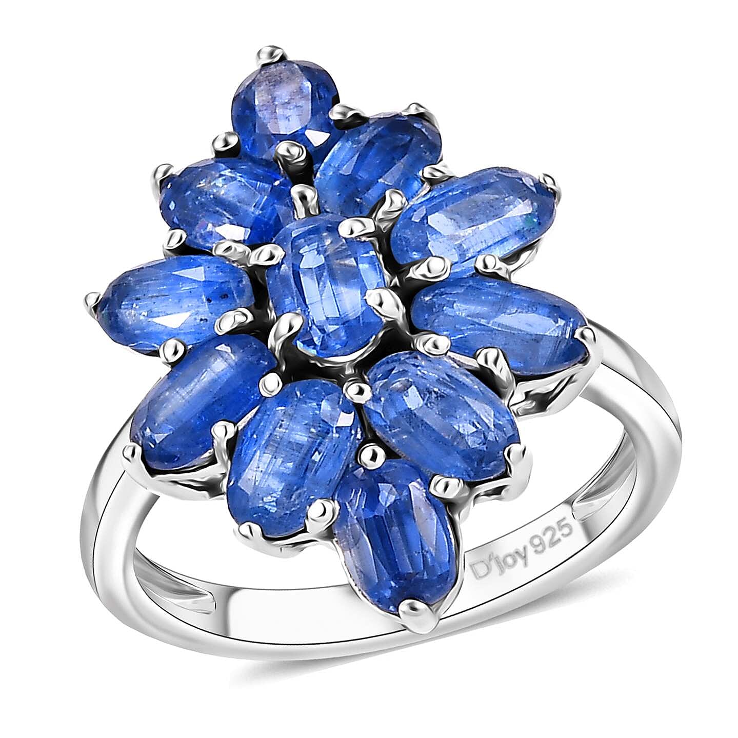 Kashmir Kyanite 3.75 ctw Ring in Rhodium Over Sterling Silver (Size 7.0)