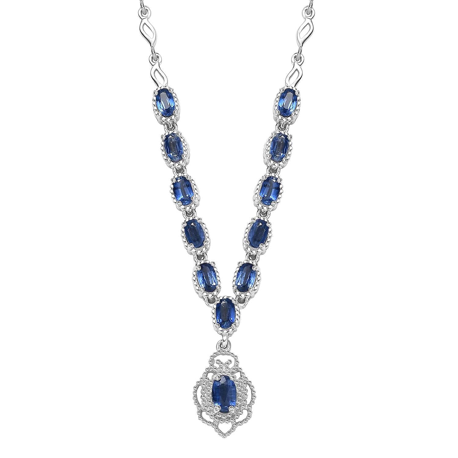 D'Joy Kashmir Kyanite 4.50 ctw Necklace 18 Inches in Rhodium Over Sterling Silver