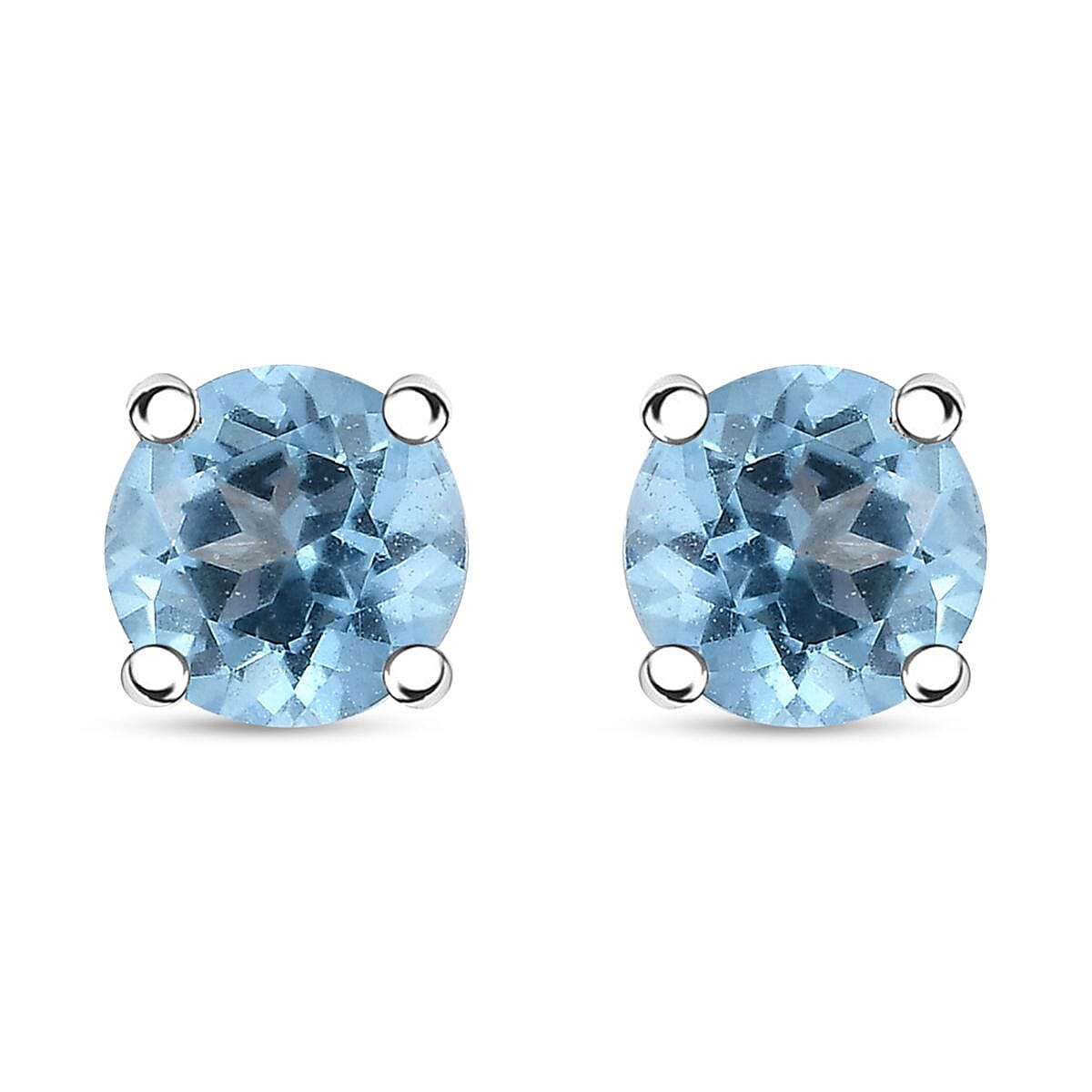 Signity Ice Blue Topaz Stud Earring in Platinum Over Sterling Silver 1.10 ctw