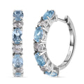D'Joy Sky Blue Topaz and White Topaz 5.85 ctw Hoop Earrings in Platinum Over Sterling Silver - Sticky add to cart bar