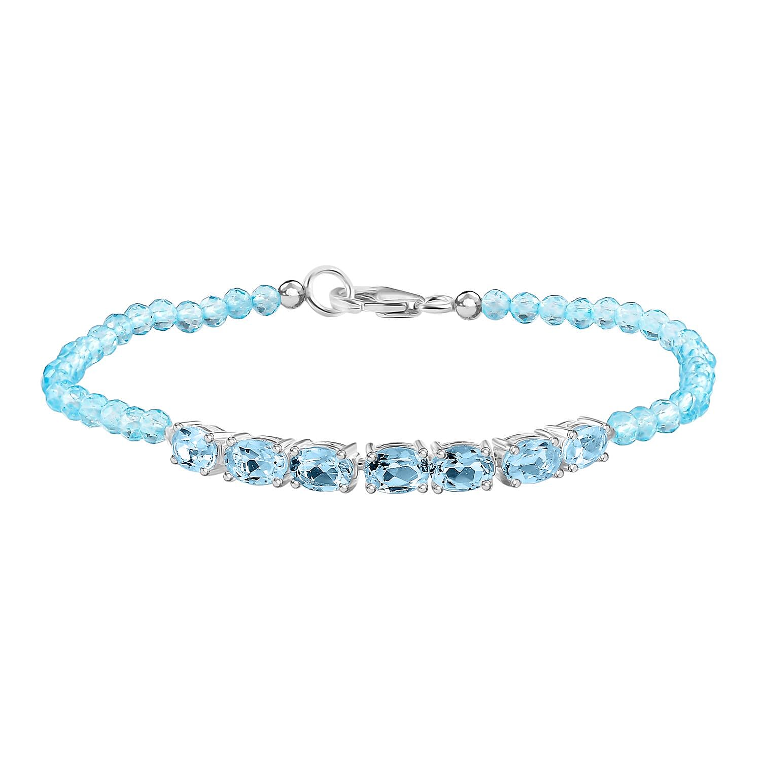 D'Joy Sky Blue Topaz and Betroka Blue Apatite 13.40 ctw Bracelet in Sterling Silver (7.25 In)