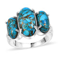 02nd May TLV Matrix Chestnut Brine Turquoise 3 Stone Ring in 14K YG and Platinum Over Copper with Magnet (Size 10.0) 8.35 ctw - Sticky add to cart bar