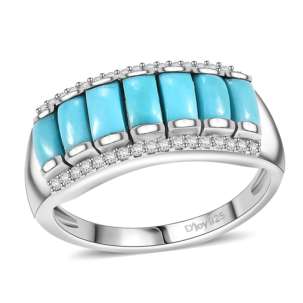 Sleeping Beauty Turquoise, 7 Gemstone Ring in 18K Vermeil YG Over Sterling Silver (Size 6.0)