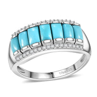 Sleeping Beauty Turquoise, 7 Gemstone Ring in 18K Vermeil YG Over Sterling Silver (Size 6.0)