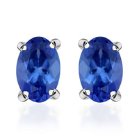 AAA Tanzanite 1.10 ctw Solitaire Stud Earrings in Rhodium Over Sterling Silver