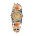 Strada Multi Color Austrian Crystal, Enameled Japanese Movement Bangle Watch in Goldtone (23.1mm) (6.5-7.0In) - Sticky add to cart bar