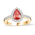 Certified & Appraised Luxoro AAA Padparadscha Sapphire (BT) and I2 Diamond 1.86 ctw Halo Ring in 14K Yellow Gold - Sticky add to cart bar