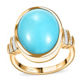 Luxoro 10K Yellow Gold Premium Sleeping Beauty Turquoise, Diamond (G-H, I2) (0.20 cts) Ring (Size 10.0) (4.90 g) 9.30 ctw - Sticky add to cart bar