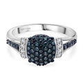 White Diamond ,  Blue Diamond  Ring in Rhodium Overlay Sterling Silver 0.45 ctw - Sticky add to cart bar