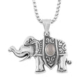 Lab Created White Cat's Eye 0.30 ctw Elephent Pendant Necklace in Black Oxidized Stainless Steel 23.5 Inches - Sticky add to cart bar