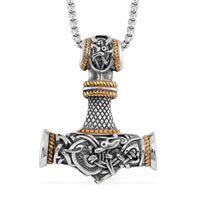 Hammer Pendant Necklace in ION Plated YG and Black Oxidized Stainless Steel 23.5 Inches