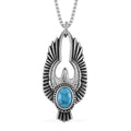 Blue Howlite 2.60 ctw Eagle Pendent Necklace in Black Oxidized Stainless Steel 23.5 Inches - Sticky add to cart bar