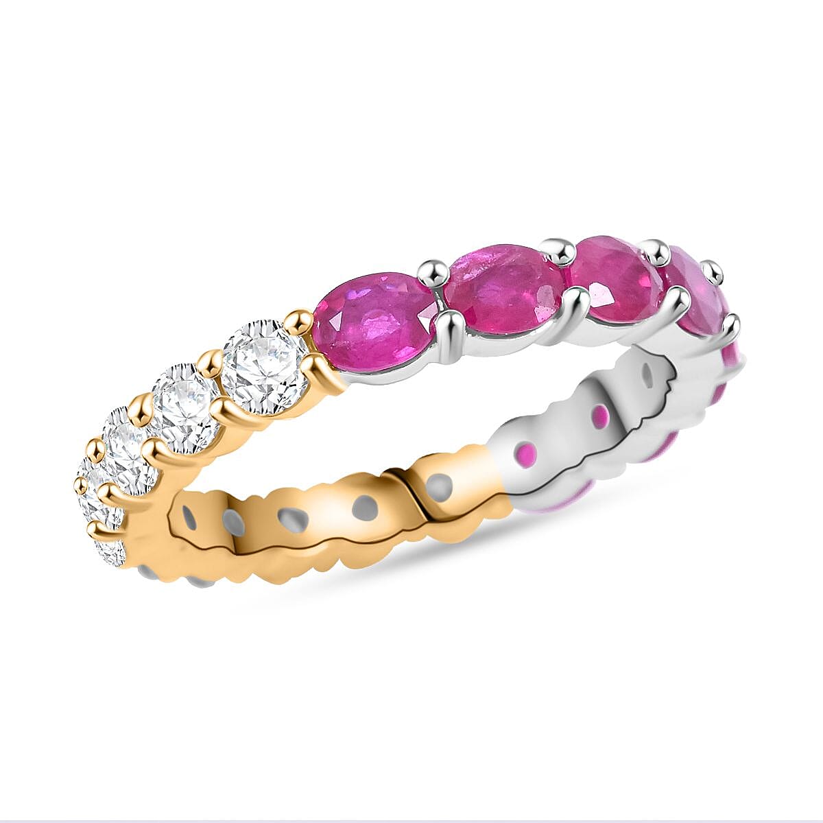 Modani 950 Platinum and 18K Yellow Gold Ruby, Diamond Ring (Size 7.0) (4 g) 2.65 ctw