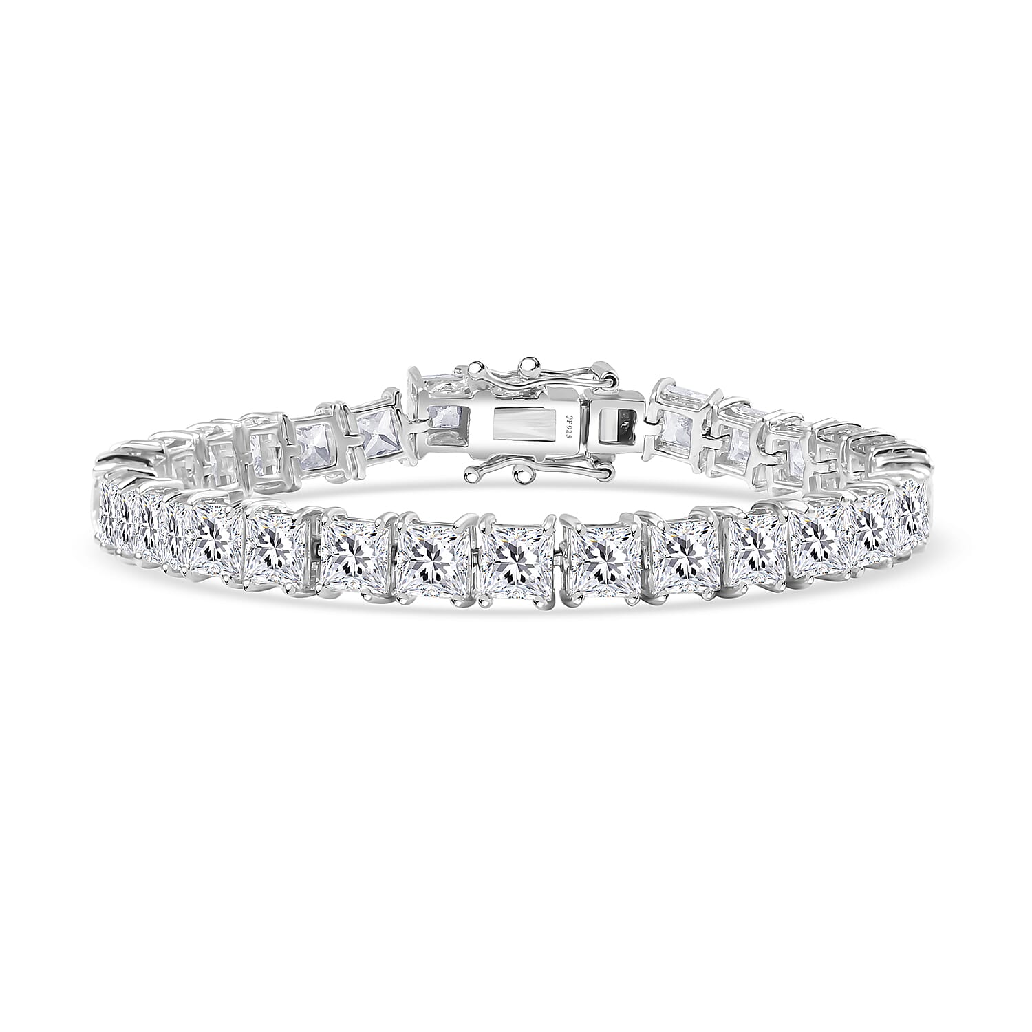 J Francis Embellished with Zirconia by Swarovski Bracelet in Rhodium Over Sterling Silver (6.50 In) 39.50 ctw