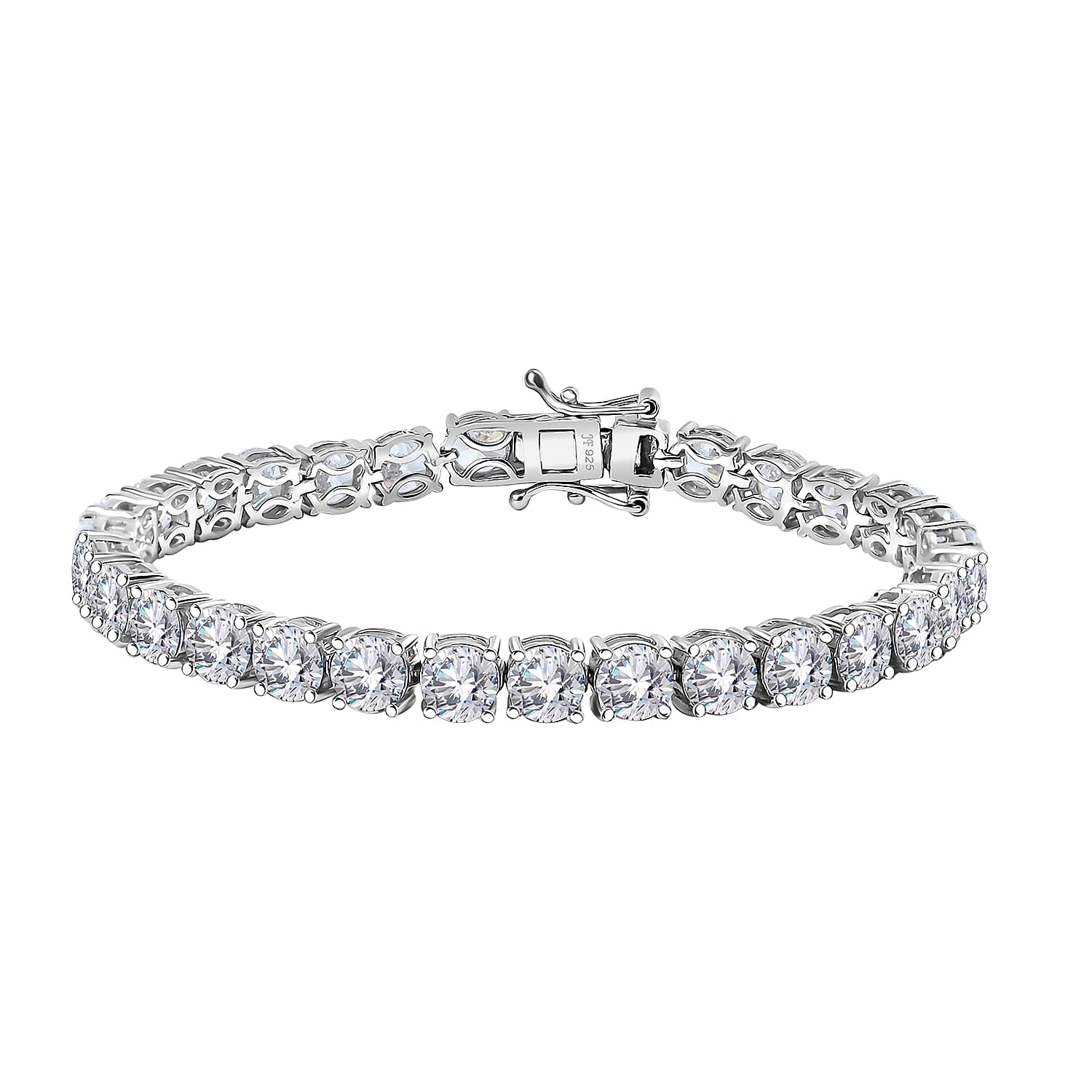 J Francis Embellished with Zirconia by Swarovski Bracelet in Rhodium Over Sterling Silver (6.50 In) 25.15 ctw