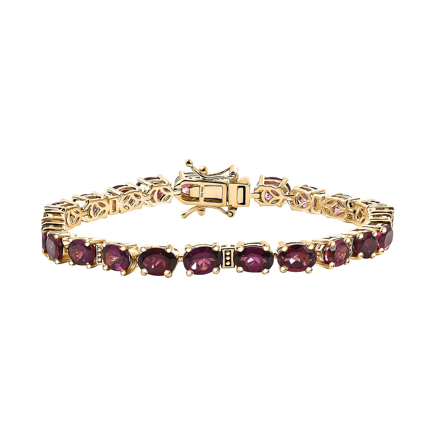 Raspberry Rhodolite Garnet 20.85 ctw Bracelet in 18K Vermeil Yellow Gold Over Sterling Silver (7.25 In)