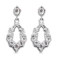 D'Joy Premium Malagasy Moonstone and White Zircon 1.70 ctw Dangle Earrings in Rhodium Over Sterling Silver - Sticky add to cart bar