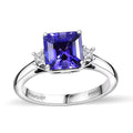 Doorbuster Certified & Appraised Rhapsody 950 Platinum Asscher Cut AAAA Tanzanite, Diamond (E-F, VS) Ring (Size 10.0) (4.88 g) 2.15 ctw - Sticky add to cart bar