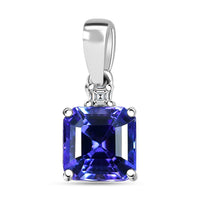Certified & Appraised Rhapsody Asscher Cut AAAA Tanzanite and E-F VS Diamond 2.00 ctw Pendant without Chain in 950 Platinum