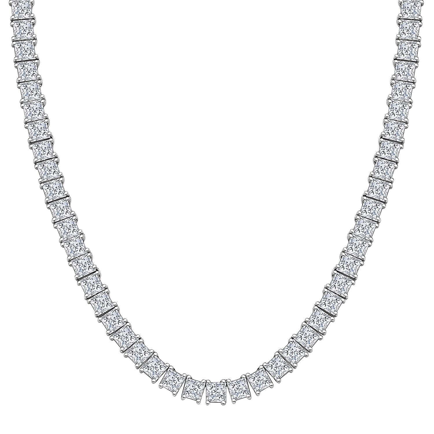 J Francis Embellished with Zirconia by Swarovski 87.90 ctw Necklace 18 Inches in Rhodium Over Sterling Silver