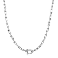 White Austrian Crystal Necklace (18-20 Inches) in ION Plated RG Stainless Steel