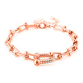 White Austrian Crystal Bracelet in ION Plated RG Stainless Steel (7.5-9.5In) - Sticky add to cart bar