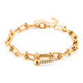 White Austrian Crystal Bracelet in ION Plated RG Stainless Steel (7.5-9.5In) - Sticky add to cart bar