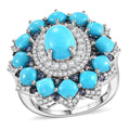 Sleeping Beauty Turquoise, Multi Gemstone Ring in Rhodium Over Sterling Silver (Size 9.0) 7.15 ctw - Sticky add to cart bar