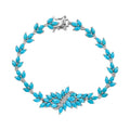 D'Joy Sleeping Beauty Turquoise and Moissanite 10.25 ctw Vine Bracelet in Rhodium Over Sterling Silver (7.25 In) - Sticky add to cart bar