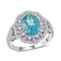 TLV Kashmir Kyanite, Moissanite Ring in Rhodium Over Sterling Silver (Size 8.0) 4.60 ctw
