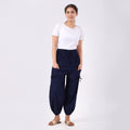 Black 2 Front Pocket Harem Pants with Ankle Cuffs Drawstring - One Size Fits Most - Sticky add to cart bar