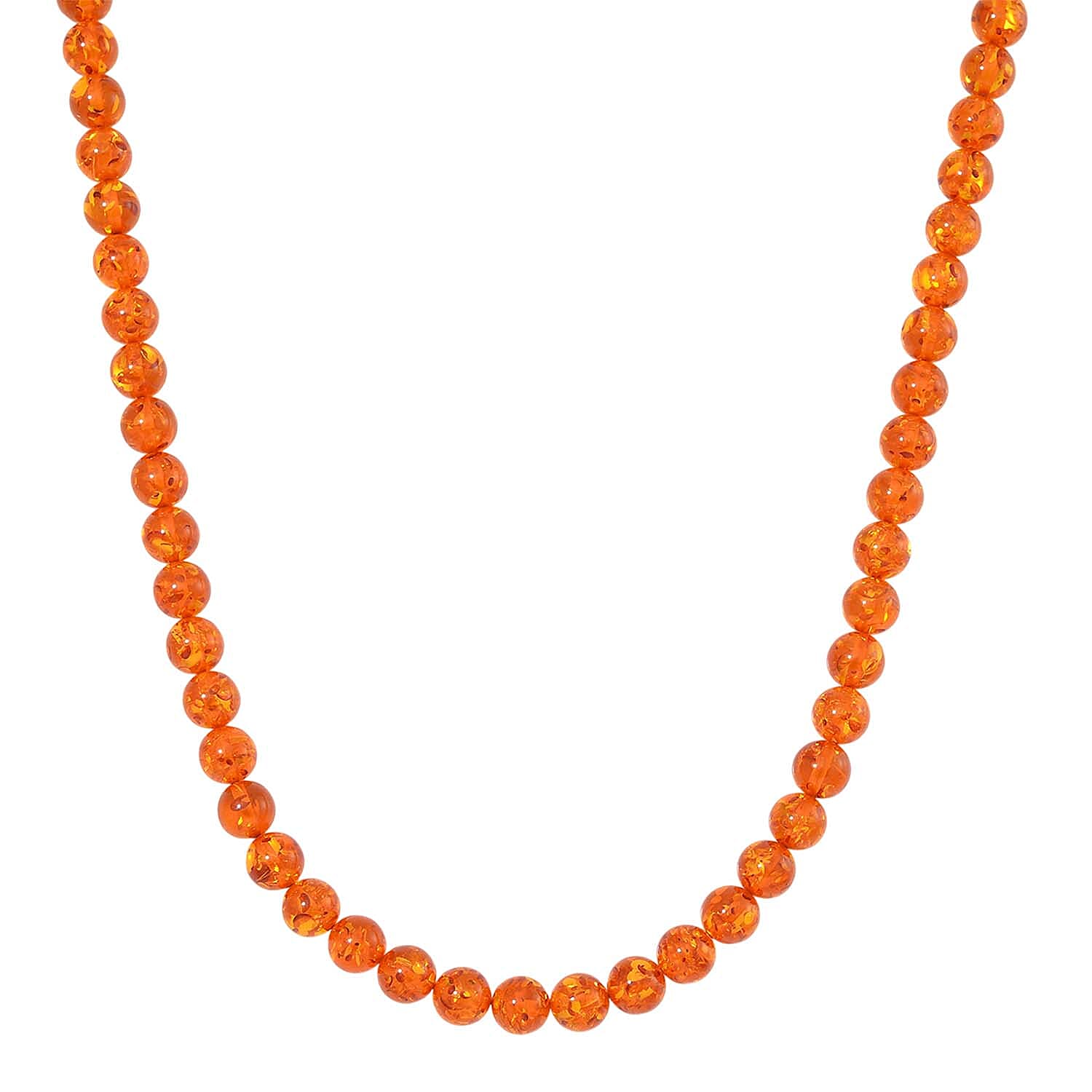 Simulated Amber Round Beaded Necklace 20.5 Inches