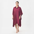 Tamsy Magenta Kaftan with Collar and Front Buttons - One Size Fits Most - Sticky add to cart bar