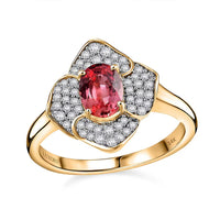 Certified & Appraised Luxoro 14K Yellow Gold AAA Padparadscha Sapphire (BT), Diamond (I2) (0.34 cts) Ring (Size 10.0) 1.30 ctw
