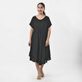 TLV Tamsy Black Embroidered Umbrella Dress with Sleeves and Neck-Tie - One Size Fits Most - Sticky add to cart bar