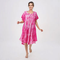 TLV Tamsy Black Tie Dye Umbrella Dress with Sleeves - One Size Fits Most