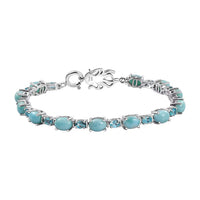 D'Joy Larimar and Betroka Blue Apatite 14.30 ctw Octopus Bracelet in Rhodium Over Sterling Silver (7.25 In)
