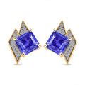 GP Amore Collection Asscher Cut Blue Quartz and Multi Gemstone 4.65 ctw Earrings in 18K Vermeil Yellow Gold Over Sterling Silver - Sticky add to cart bar