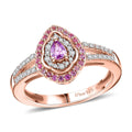 Madagascar Purple Sapphire, Multi Gemstone Radiant Bloom Ring in 18K Vermeil RG Over Sterling Silver (Size 10.0) 0.60 ctw - Sticky add to cart bar